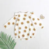 Printed Waffle Baby Romper with Flutter Sleeve