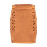 Solid Color Lace Up Skirt