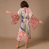 2022 new arrival fashion women kimono with belt positioning printed one size casual boho styles holidays long kimono