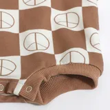 Eco-Friendly Checkered Cotton Peace Sign Bodysuit