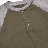 Raglan Sleeve Three-Button Henley T-Shirt