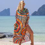 2022  Beach Cover Up  Kimono Abaya  Dress Colorful Printing  Kimono  Breathable swim dress  Women kimono