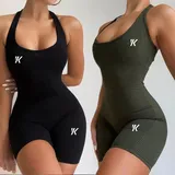 Stretchy Backless Jumpsuit For Women's Workouts