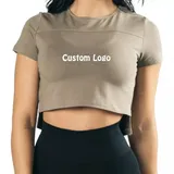 OEM wholesales Hot Sale Quick Drying High Elasticity nylon/spandex Seamless Women Yoga Long Sleeve Crop Top women t  shirt