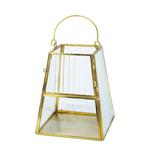 small glass metallic hanging trapezoid crystal candle holder tealight