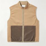 OEM Custom men mesh pockets color block funnel neck fleece gilet vest with elastic hem