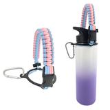 Custom Color 12-64oz wide mouth water bottle paracord bottle handle for hiking