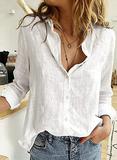 Astylish Womens V Neck Roll up Sleeve Button Down Blouses Tops