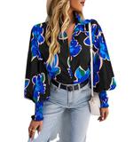 OEM/ODM Vintage Women's Printed Court Style Shirt INS Popular Vintage Shirts with Juliet Sleeves