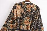 Europe and America fashion women kimono with belt cashew printing short sleeve casual holidays kimono cardigan