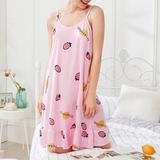 Zolifon Strawberry Print Spaghetti Strap Cami Dress Cute Night Dress for Girls