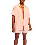 New arrival 2023 custom crinkle men summer set oversized mens shirt and shorts set