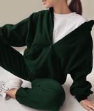 Casual new fashion sports zip up womens 2 pc hoodie womens crop sweatshirts and hoodies pullover