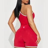 Plus Size Fitness Clothing Set - Red/White