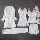 New Style Nightwear for Women Sexy Silk Nightgown Satin Five Pieces Pajamas Set