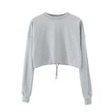 High Quality Long Sleeve Sweat Shirt 100% Cotton Plain Sweatshirt Oversize Crew Neck Crop Tops Sweetshirt For Women