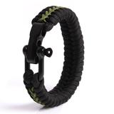 Army green medium style outdoor 550 paracord woven bracelet and adjustable buckle
