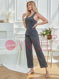 KISS ME ANGEL new loose casual camisole and trousers two pieces simple hot sexy sleepwear homewear pijamas set
