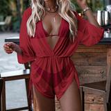 2022 Printing Floral and solid Swimsuit  jumpsuit  Short   Kimono Swimsuit 3 pieces Set   Kimono Hot Girl Cover up beach