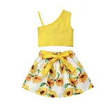 Sunflower toddler girl vest and shorts