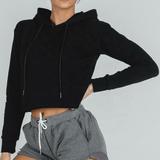 New Wholesale Fitness Womens  Gym Hoodies Custom High Quality  Women  Sports Crop Top Athletic Hoodie