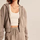 Oem cotton gym hoodie pullover full zipper up women crop top wholesale custom printing blank women's hoodies & sweatshirts