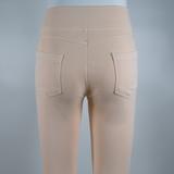2023 women's jeans trend high waist four buckle hip lift twill elastic leggings women's leggings jeans women's trousers