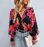 OEM/ODM Vintage Women's Printed Court Style Shirt INS Popular Vintage Shirts with Juliet Sleeves