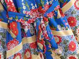 beachwear women short kimono with belt flower positioning printing half sleeve casual holidays viscose kimono cardigan