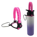 Custom Color 12-64oz wide mouth water bottle paracord bottle handle for hiking
