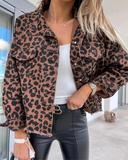 2022 leopard print stud for autumn and winter printed denim jacket coat top