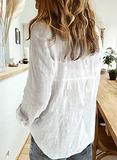 Astylish Womens V Neck Roll up Sleeve Button Down Blouses Tops