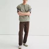 Custom Cutoff Raglan Crew Neck fleece Sweatshirt for men leisure streetwear customized slub yarn thick short sleeves
