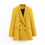 Europe new wind of spring double-breasted long-sleeved high quality suit leisure yellow jacket blazer  womens fall fashion 2020