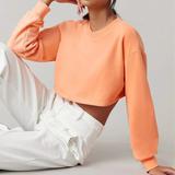 Fashion Basics Drop Shoulder Crop Pullover Plain Crewneck Designer Sweatshirt Oversize Women's Hoodies Sweatshirts
