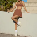 Stylish Tennis Crop Top And Skirt Set