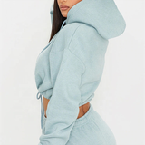 Wholesale Custom logo Fitness Elasticated Hem Cropped Hoodie Fleece Women's Hoodies With Drawstring for women