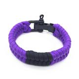 Multi color brazilian jiu-jitsu belt paracord bracelet with black alloy adjustable shackle