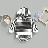 Infant Striped Hoodie Sweatshirt Romper