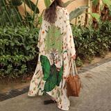 2022 new arrival fashion women kimono with belt polyester printed one size casual boho styles holidays long kimono cover