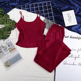 sexy lace pajama sets backless suspenders and pants silk two pieces suits casual leisure wear summer sleepwear