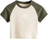 Cotton raglan crop top shirt