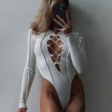 2023 New Arrival for Summer Bodysuits for women Sexy cross tie line Solid   Lingerie Body Suits Breathable  Swimsuit Spandex