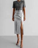 Midi Silver Skirt  