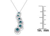 14K White Gold Round Cut And Blue Treated Diamond Pendant Necklace (1.00 cttw, H-I Color, I1-I2 Clarity)
