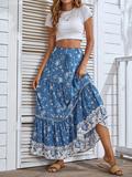 Casual Floral Printed Rayon Skirt