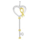 10k Two-Tone Gold-Plated Sterling Silver 1/10 ct TDW Round Cut Diamond Key to My Heart Pendant Necklace (H-I, I1-I2)