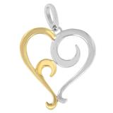 Two-Tone Sterling Silver Heart Shaped Pendant Necklace