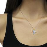 10K Tri-Color Gold Diamond-Accented Angel Awareness Ribbon Pendant Necklace (H-I Color, I1-I2 Clarity)