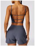 Quick Drying Tight Fit Back Yoga Clothing Threaded Fitness Tank Top Shorts Athletic Set